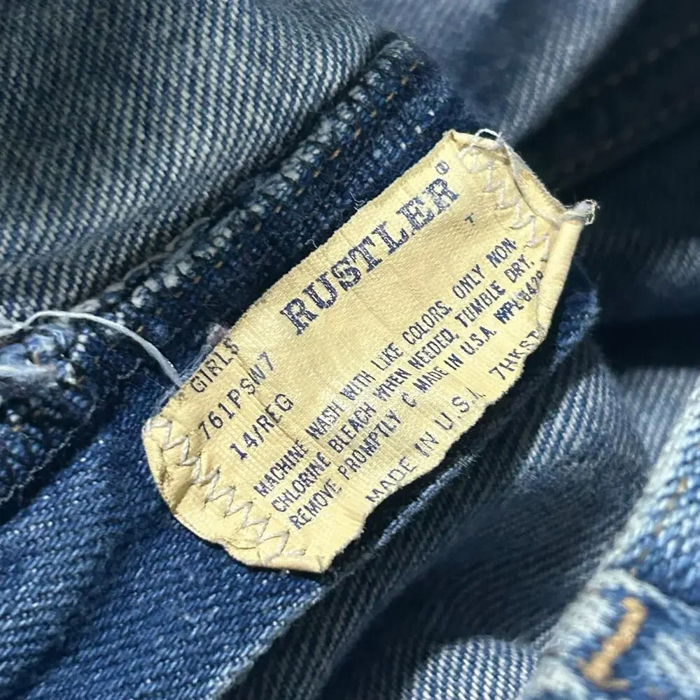 Vintage 80s Rustler Bareback Jeans Girls Size 14 (24x26) Western High Rise Denim
